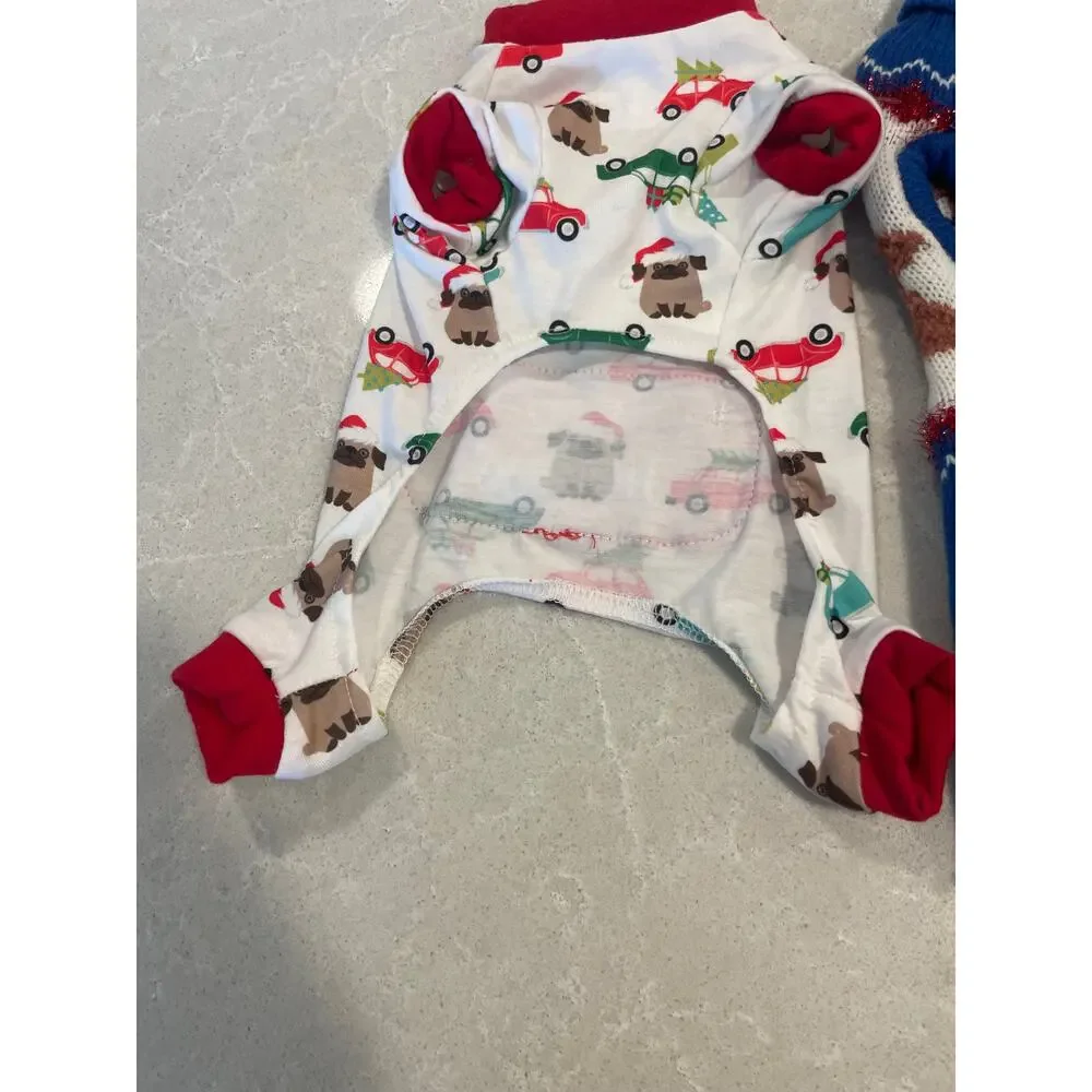 Pet Central holiday dog outfit sweater and pajamas Christmas XS winter apparel
